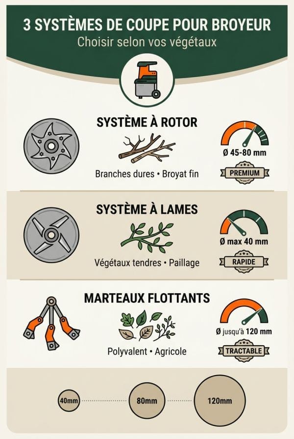 Les systèmes de coupe : rotor, lames et disque porte-couteaux